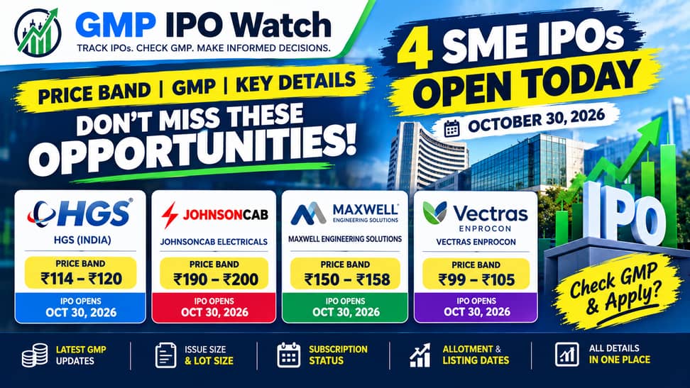 4 New IPOs Open Today, October 30: Price Band, GMP and Key Details